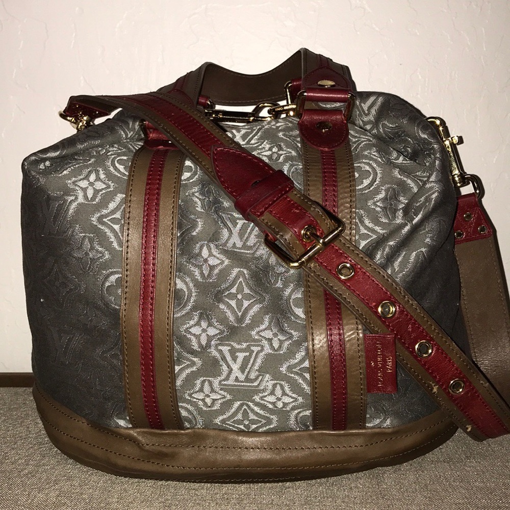 Louis Vuitton Gray and Red Tote Bag